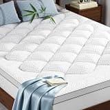 GHLPECYO 3 Inch Extra Thick King Size Mattress Topper, Cloud-Like Pillow Top Mattress Pad with Bamboo Viscose & Memory Foam Filling, 18‘’ Deep Pocket Bed Topper, Breathable Air Mesh Sides, White