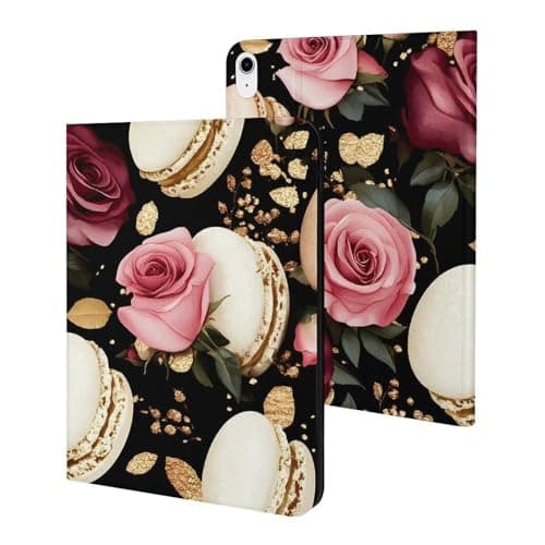Elegant Macarons and Roses Slim Fit Tablet Case Protective Stand Cover Shell Compatible with iPad 10代 (10.9in)