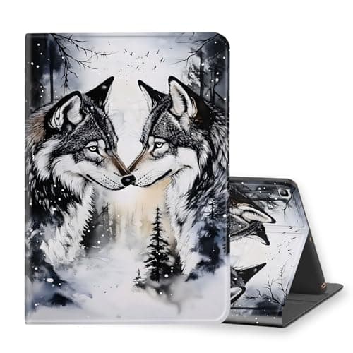 VOGDMKJG Stand Case for Samsung Galaxy Tab A7 10.4 Inch 2022/2020 Release - Auto Sleep/Wake Multi-Angle View Protective Tablet Cover for Girl Boy Business Travel Black Wolf