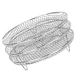 3Pcs 3-Layer Air Fryer Racks Square/Round/Rectangular Stackable Air Fryer Basket Tray Dehydrator Rack Air Fryer Oven Accessories(Round 3pcs)
