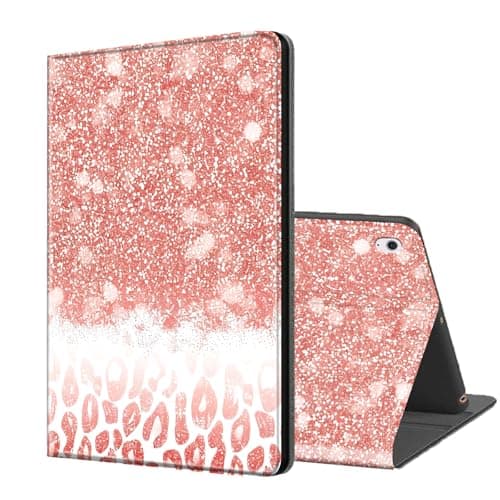ETLKJVBL for iPad A16 Case, Stand Cover Multi Angle Viewing, Auto Sleep/Wake, Rose Gold Glitter Exquisite Leather for iPad 11th Generation Case
