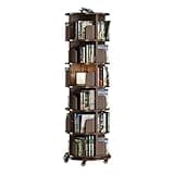 RFBXZPTADNU 360 Degree Rotating Bookcase Freestanding Rolling Bookshelf with Casters Kids Picture Book Storage Organizer for Home Living Room(Brown,201x44cm)