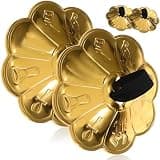 SHOWERORO 2 Pairs Finger Cymbals Belly Dance Hand Cymbals Copper Lightweight Musical Instrument with Plum Blossom Lace for Stage Performance and Music Festivals