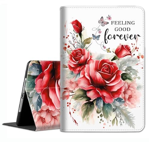 Case for iPad Pro 11 inch M5 2025/M4 2024 (Model: A3357,A3358,A3359,A2836/A2837/A3006) - Slim Fit Standing Cover with Auto Sleep/Wake , Red Peony Flower