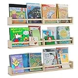 Austin yan Nursery Bookshelves Wall Mounted,32inch,Set of 3, Wood Floating Wall Bookshelf for Kids,Natural Wood Color,Hanging Shelf for Baby Nursery Room Decor, Pine