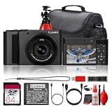 Panasonic LUMIX TX3 / ZS300 Point & Shoot Digital Camera (Black) with 20.1MP 1-Inch BSI CMOS Sensor, Vario-Elmar 24-360mm 15x Zoom Lens for Travel & Vlogging + 64GB Card + More