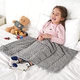 Kivik Weighted Lap Pad, Minky Dots Small Weighted Blanket 2lbs, 20"x30", Ultra-Soft Weighted Throw Blankets, All-Season Cozy Breathable Mini Lap Blanket for Calming and Better Sleep, Washable, Grey