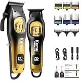 KEMEI Professional Electric Hair Clipper Trimmer LED Display Metal Housing Barber Grooming Kit KM-1379,KM-1378