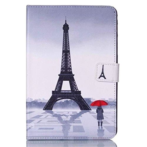 DAMINFE Galaxy Tab A 8-Inch Tablet SM-T350 Flip Case, Colorful Patterned Retro Eiffel Tower Printed PU Leather Flip Wallet Case Fold Card Slot Pouch for Samsung Galaxy Tab A 8.0 inches T350