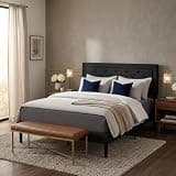 Dearforest Bed Frame Queen Size with Headboard, Easy Assembly, Quiet & Sturdy, No Box Spring Needed, Black – Heavy-Duty Steel Frame, Noise-Free, Under-Bed Space, Silent, Platform Bed Frame Queen Size