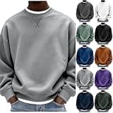 VXRDJU Men's Trendy Sweatshirt 2026 Crewneck Solid Hoodies Pullover Shirts