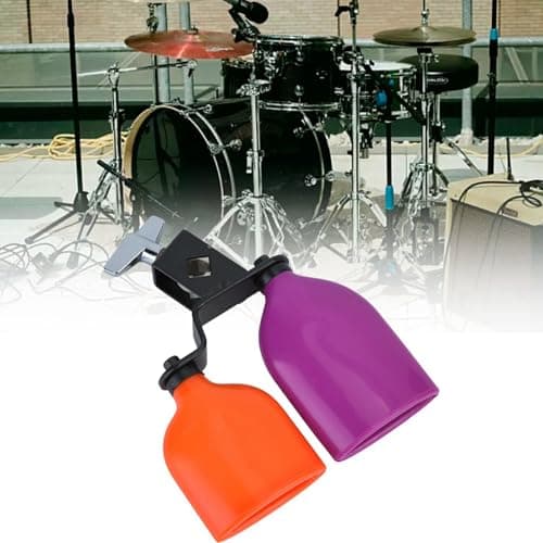 Fesjoy Cowbell Orange Purple Metal Cattle Bell Cheer Sports Wedding Events 7", Lightweight, Durable, Orange & Purple