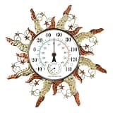 Waterproof Outdoor Thermometer Large Sun Wall Thermometer with Hygrometer Metal Outdoor Thermometers for Patio Garden Yard Living Room Decor