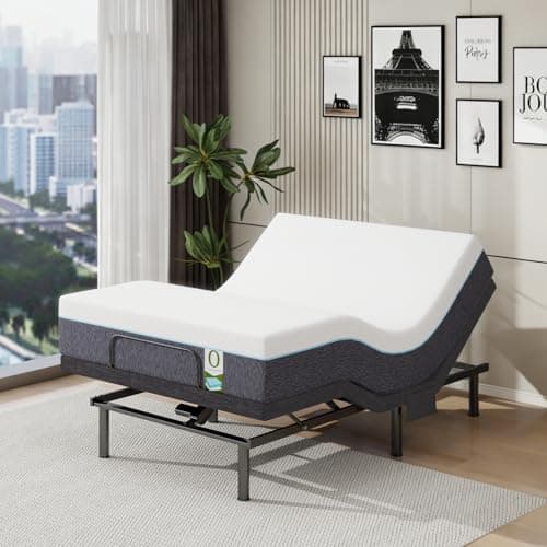 Opoiar Queen Size Adjustable Bed Frame 12" Mattress & USB Ports & Under Bed Light Electric Bed Base with Head and Foot Incline, Zero Gravity Mode, Adjustable Legs, Wireless Remote, Easy Assembly