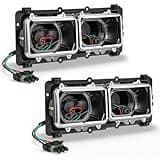 Partsam Headlight Housing Base with H4 Plugs Wire Harnesses Stainless Steel Bezel Replacement for FLD 112 120 Driver & Passenger Side