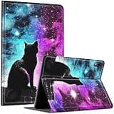 AIRWEE Slim Case for Samsung Galaxy Tab S10 Lite / S10 FE / S9 FE 10.9" & Galaxy Tab S9 11", Multi-Angle Stand PU Leather Smart Folio Cover with Soft TPU Back & Auto Wake/Sleep, Starry Night Cat