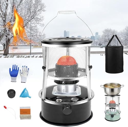 Non Electric Heaters for Indoor, 9000 BTU Kerosene Heater - 21H Long Lasting, Portable for Large Rooms, Power Outage, Camping, Home Garage Emergency Heat (Black)