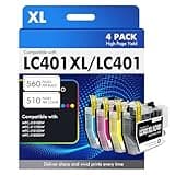 Cool Toner LC401XL LC401 MFC-J1010DW Ink Cartridges for Brother Printer LC 401 401XL for MFC-J1010DW MFC-J1170DW MFC-J1012DW MFC-J1800DW MFC J1010DW - 4 Pack High Yields Black Cyan Magenta Yellow
