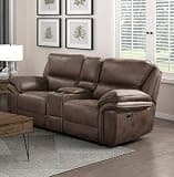 GOWE Plush Modern Design Living Room Reclining Loveseat Brown Microfiber Upholstery Solid Wood Frame Furniture 1pc