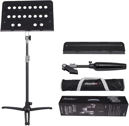 YOYAL Music Stand Dual-Use Portable Folding Adjustable Sheet Music Stand Desktop Book Stand with Carrying Bag Tablet Projector Stand Sheet Music Stand