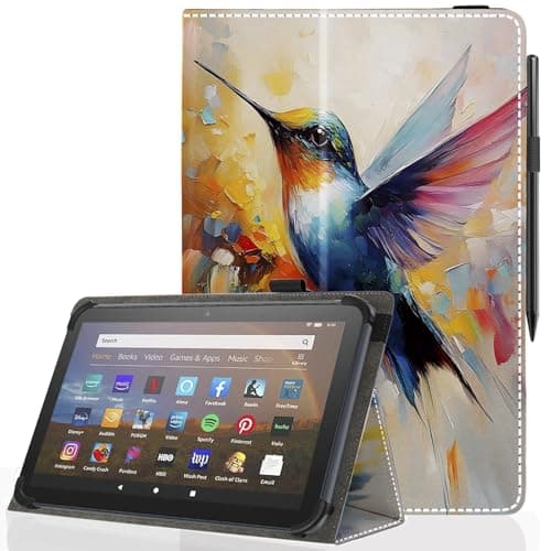 Pudiceva Universal 10 10.1 Inch Android Tablet Case,Slim Folding Stand Cover for All 9"-10.5" Touchscreen Tablet Case with Stylus Pen Holder,Colored Bird