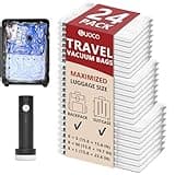 Travel Vacuum Bags for Clothing with Rechargeable Electric Pump, Compression Packing Cubes Organizer Storage for Luggage Suitcase, Space Saver Seal Bags for Vacation Cruise, 24 Combo