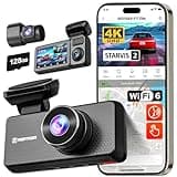 REDTIGER F17 Elite 4K Dash Cam 3 Channel, STARVIS 2 IMX678 & IMX675, 128GB Card, Full Night Color, 4K+2.5K+1080P Front and Rear Inside, Voice Control, 5GHz WiFi-30MB/s Download, GPS, HDR, Parking Mode