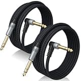 Birvemce 2 Pack Premium Guitar Cable (2 Pack TRS Stereo Cable, Braid Black Grey, 20 FT)