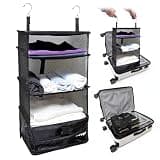 Grand Fusion Stow-N-Go Hanging Travel Shelves, Packing Organizer for Luggage. Carry on Closet for Suitcase. Expandable Packing Cube. Travel Essentials. (Black - L, L = (L) 11.8" x (W) 11.8")