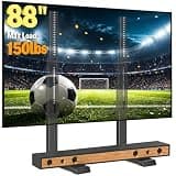 5Rcom Table Top TV Stand, Universal TV Stand for 35-88 Inch with Height Adjustment, TV Mount Stand Up to 150lbs for Curved Flat TVs with Cable Management, Black