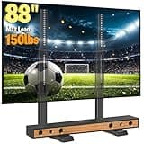 5Rcom Table Top TV Stand, Universal TV Stand for 35-88 Inch with Height Adjustment, TV Mount Stand Up to 150lbs for Curved Flat TVs with Cable Management, Black