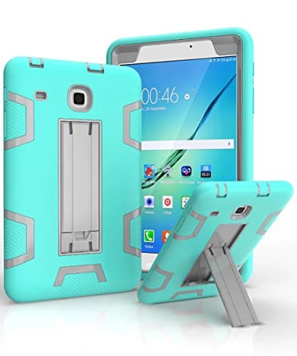 Galaxy Tab E 8.0 Case,ARMORCOO(TM) Heavy Duty 3-in-1 Shock-Absorption High Impact Resistant Rugged Hybrid Kickstand Armor Cover for Samsung Galaxy Tab E 8 inch T377/T375 (Gray/Turquoise)