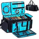 DJ Cable Bag, Large DJ Equipment Bag with 5 Cable Slots & 3 Removable Dividers, DJ Gig Bag with Laptop Compartment, Microphone &Accessory Pockets Travel DJ Gear Organizer for Cables, Mixer, Musicians