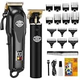 PROIYO Hair Clippers for Men – Professional Cordless Beard Trimmer & Hair Clipper Set with Golden Blades, Rechargeable Electric Clippers for Home Use, 14 Guide Combs, Barber-Grade Hair Cutting Kit