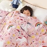 Sivio Weighted Blanket 5lbs, 36"x48", Unicorn Cooling Weighted Lap Blanket, Breathable Heavy Throw Blankets for Sleeping, Washable, Pink
