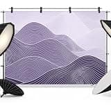 Purple Mountain Backdrop 7x5ft Farmhouse Abstract Ombre Stripes Art Photography Backdrop Fabric Photoshoot Background Tapestry Banner for Birthday Baby Shower Decoration Party Video Photo Studio Props