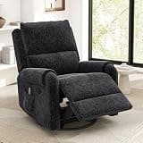 GOWE Manual Recliner Massage Recliner Chair Nursery Recliner Chair Swivel Rocker Recliner Sofa with a Side Storage Pocket for Living Room, Bedroom and Nursery, Black