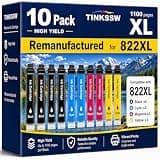 TINKSSW Remanufactured for Epson 822XL Ink Cartridges Replacement for 822 XL for Workforce Pro WF-3820 WF-3823 WF-4820 WF-4830 WF-4833 WF-4834 Printer 10 Pack