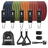 WHATAFIT Resistance Bands, Exercise Bands,Resistance Bands for Working Out, Work Out Bands with Handles for Men and Women Fitness, Strength Training Home Gym Equipment Orange Red