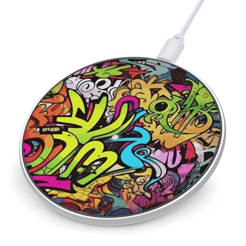 Graffiti Drawing Wireless Charger 10W Fast Charging Pad Anti-Slip Qi Certified Wireless Charging Pad Charging Station Portable Phone Charger for All Wireless Charging Smartphone