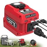 220W Power Inverter Compatible with Milwaukee 18V Battery, DC 18V to AC 110V Battery Inverter, Power Station Generator with 1 AC Outlet, 2 USB Ports & 1 Type-C Fast Charging, 400LM LED Work Light