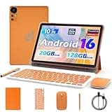 CUPEISI Android 16 Tablet 10 Inch, 20GB RAM+128GB ROM/2TB Expandable, 2.0GHz Octa-core Processor, 1280*800 HD Screen, 5G WiFi6 BT5.0, 2 in 1 Tablets with Keyboard Case Mouse Stylus, Widevine L1 Orange