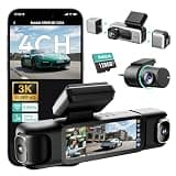 BOTSLAB 3K 4 Channel Dash Cam, 360° All-Sides View, Front and Rear Inside Car Camera with 3.18”Touch Screen, Dash Camera 24/7 Parking Mode, Built-in GPS 5.8GHz WiFi Voice Control, Free 128GB Card