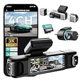 BOTSLAB 3K 4 Channel Dash Cam, 360° All-Sides View, Front and Rear Inside Car Camera with 3.18”Touch Screen, Dash Camera 24/7 Parking Mode, Built-in GPS 5.8GHz WiFi Voice Control, Free 128GB Card