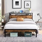King Size Metal Platform Bed Frame with Wooden Headboard and Footboard with USB Liner, No Box Spring Needed, Large Under Bed Storage, Easy Assemble