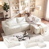 Vesgantti 106" Cloud Sectional Couch with Chaise, Deep Seat Modular Sectional Sofa Chenille Memory Foam Sofa Boneless Couches for Living Room Bedroom, No Assembly Required (Beige, Right-Facing Chaise)