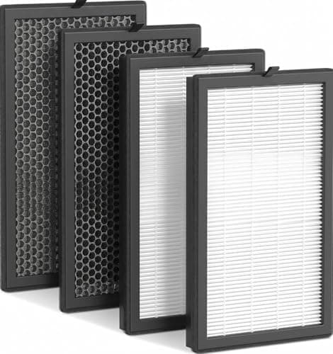 AWO 4 PACK Replacement Air Filter Compatible with SIESEAN AP400 Air Purifier,3-IN-1 Filtration Activated Carbon H13 True HEPA Filter,2 HEPA Filters and 2 Activated Carbon Filters
