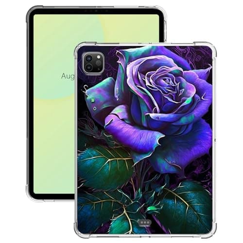 for iPad Pro 11 inch Case 4th/3rd/2nd Generation 2022/2021/2020 Release Lightweight Ultra Slim Transparent Flexible TPU Shock Proof Clear Tablet Cover Case - Purple Rose