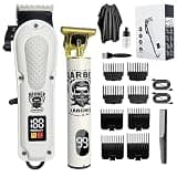 LARGNERSHAVER Hair Clippers for Men, Clippers and Trimmers Set, Barber Clippers, Electric Hair Trimmer with Box, Gifts for Men (White-2in1)