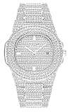 Gosasa Luxury Unisex Watch Crystal Diamond Watches Big Face Women's Men's Quartz Watch Gold Silver Rose Gold Color Stainless Steel Bracelet Band (Silver)